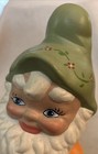 Vintage 1970   s Hand-painted Glazed Ceramic Garden Gnome Shelf Sitter Elf W pipe