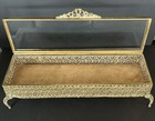 Vintage Large 13 5    Ormolu Gold Gilt Casket Jewelry Box Beveled
