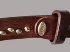Vintage Brown Leather Belt With Silver-tone Studs   Buckle Design For Men Or Wom