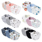 3pcs Baby Cotton Bibs Burp Cloth Cartoon Print Infant Saliva Towels For Girls Bo