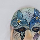 Vtg Mini Ceramic Handpainted Mardi Gras Hanging Floral Wall Mask   Ribbons 4 h