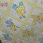 Vintage Baby Crib Quilt Blanket Yellow Giraffe Bear Elephant Pastel