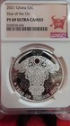 2021 Ghana Lunar Zodiac Year Of The Ox Swarovski Crystal  Silver Coin Ngc Pf69