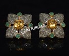 Elegant Citrine Emerald Gemstone Pave Diamond 925 Sterling Silver Women Earring