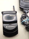 Lot 2 Motorola Startac Vintage Flip Mobile Phone With 2 Chargers Black Tested
