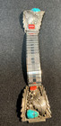 Vintage Sterling Silver Native American Watch Tips Navajo Turquoise Coral