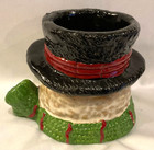 Yankee Candle Snowman Votive  Tea Light Candle Holder Top Hat Ceramic Christmas