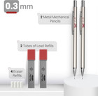 - Metal Mechanical Pencil Set With Lead Refills   Erasers  2 Pack  0 3mm  4x Tub