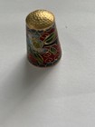 Vintage Hand-painted Floral Metal Sewing Thimble
