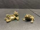 Vintage Chinese Feng Shui Solid Brass Frogs Each 1 5  Long