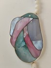 Vtg Lee Sands Mother Of Pearl Inlay Necklace Quarts Beads Unsigned