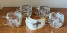 Vintage Nestle Nescafe World Globe Frosted Glass Coffee Mugs Cups - Set Of 4