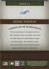 Eddie Murray La Dodgers Orioles Donruss Greats Hof Souvenirs Bat Jersey Card