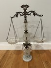 Vintage Scales Of Justice Crystal Cut Bowls And Brass Marble Base Decorative 20   