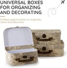Set Of 3 Decorative Suitcase Storage Boxes With Handles  Vintage Travel Decor 