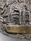 Vintage Solid Brass Western Belt Buckle Cowboy Pack Mules Elk Antlers Unengraved