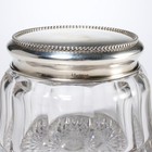 Antique Sterling Silver Cut Crystal Vanity Dresser Hair Receiver Powder Jar 5 di