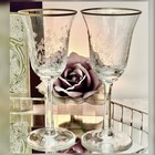 Lenox Fontaine Wine Glasses Pair Gold Rim Etched Floral Replacement 6 3 4 