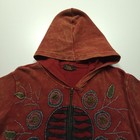 Rising International Womens Jacket Large Orange Embroidered Floral Hooded Boho L