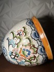 Large Vintage  19thc  Chinese Porcelain  Jardiniere Floral 10   h X 12   w Printed