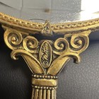 Vintage Ornate Gold Tone Metal Handheld Vanity Mirror   Matching Hair Brush Set