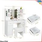 5 Drawers Vanity Table Set With Lighted Mirror Makeup Dressing Desk W  Stool Us