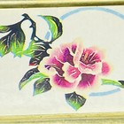 Vintage Japan Enamel Floral Pill Box Gold Tone Rectangle