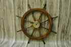 36 Inch Big Ship Steering Wheel Wooden Antique Teak Brass Nautical Pirate Ship s