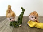 Vintage Ceramic Mid Century Pixie Elf Fairy Girls  Lot Of 2