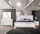New Queen King Full 4pc White Light Led Bedroom Set Modern Furniture Bed d m n