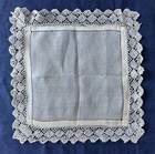 Antique Lace Silk Handkerchief Handmade Torchon Bobbin Lace Trim