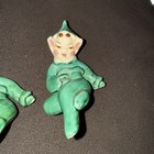 Vtg 1950 Gilner Green Pixie Elf Ceramic Sitting Figurine 3   Set Of 2  33