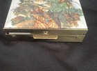 Vintage Brass Enamel Pill Box Asian Scene Motif  Collectible Compartments