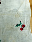Vintage 1950s Dish Towel Cherries Fruit Print Red Border Startex Poor Condition 