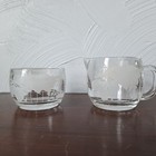 Set Vintage 1970s Nestl   Nescaf   Clear Glass World Globe Cream   Sugar  Set