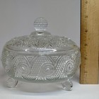 Vintage Avon Glass Beauty 3 Footed Talcum Powder Dish With Lid 5 5    Diameter