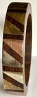 Vintage Dark Wood Inlay Bangle Bracelet Silver Gold Brass Trriangles Ex Cond