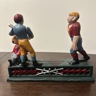Vintage Cast Iron Baseball Coin Bank Mechanical Home Town Battery