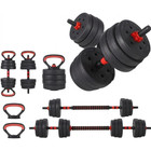 Adjustable 45lbs 5-in-1 Dumbbell Set For Home Gym Barbell Kettlebell Push Stand