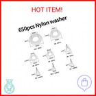 Youyidun-650 Pcs White Nylon Flat Washer Assortment Kit  Round Flat Nylon Washer