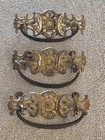 Antique Victorian Set Of Three Matching Brass Furniture Pulls 4   