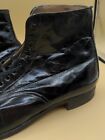 Antique Victorian Men Black Kangaroo Cap-toe Lace Up Boot Size 9 Steel Shank 