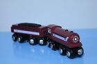 Circo Wooden Railroad Train Maroon Car Set Cargo Magnetic Brio Thomas Compatible