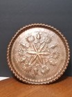 Vintage Persian Middle East Style Hand-chased Etched Relief  Copper Tray 12    