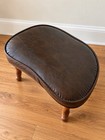 Vintage Mid-century Modern Leather Footstool 