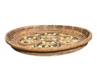 Boho Woven Wicker Cowrie Shell Oval Tray Basket Bohemian Beach Wall Decor
