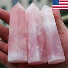 New Large Natural Pink Rose Quartz Obelisk Stone Healing Crystal Point Wand Rock