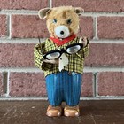 Vintage Bruno The Spectacle Bear - Windup Toy Japan Cleaning Glasses W  Box