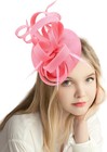 Coolwife Womens Fascinator Hat Sinamay Pillbox Flower Feather Tea C Pink 