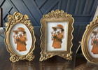 Vintage Small Ornate Brass Oval Frames Picture Lot 5 Unused Free Standing